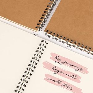 Paquete <span class=keywords><strong>de</strong></span> 4 Cuadernos Espiral A5 en Blanco, Libretas sin Líneas <span class=keywords><strong>de</strong></span> 5.5 x 8.3 Pulgadas, 50 Hojas 100 Páginas, 100gsm, Diario, Libro <span class=keywords><strong>de</strong></span> Bocetos - Product Image 5