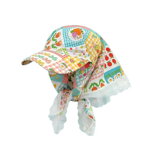 Chapeaux adorables mignons de style français pour filles printemps et été vacances à la plage écharpes triangulaires bandeaux extérieurs casquettes de baseball - Product Image 1