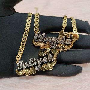 Collane con targhette personalizzate placcate in oro 18K con nome 3D collana di donne <span class=keywords><strong>gioielli</strong></span> per donne <span class=keywords><strong>gioielli</strong></span> regali - Product Image 4