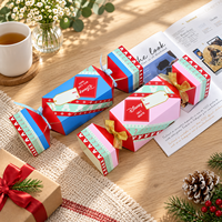 Boîte cadeau personnalisée en forme de bonbon pour Noël, boîte d'emballage pliable avec ruban pour les cadeaux de fête
