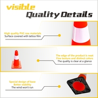 Zhineng LZ-P450C 430mm Petit cône de signalisation en PVC avec bande réfléchissante, support au sol pour éclairage continu, pour barrière de guidage de circulation intérieure