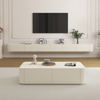 Meuble TV en bois massif de haute qualité Meuble TV moderne à lumière LED Unité de table basse pour meubles de salon à la maison