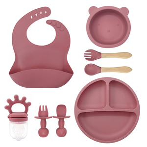 ชุดอาหารเด็ก 8 ชิ้น ปลอดสาร BPA เป็นมิตรกับสิ่งแวดล้อม ทำจากซิลิโคน ดีไซน์การ์ตูนน่ารัก พร้อมจาน ชาม ช้อน ส้อม แก้ว ถ้วย  แบบมีฐานดูดติดโต๊ะ รุ่น 9 - Product Image 6