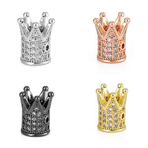 Perles d'espacement couronne micro-pavé en zircon blanc CZ pour la fabrication de bijoux, accessoires de colliers et bracelets DIY, vente en gros, fabriquées en Chine - Product Image 1