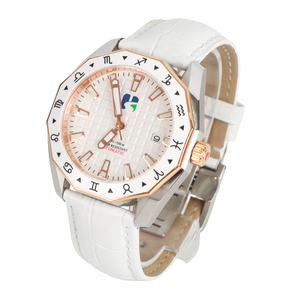 Trắng quay số tự động cơ khí phong trào xem với trường hợp thép không gỉ và trắng gốm bezel - Product Image 2