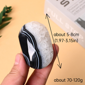 Piedras Preciosas Naturales al por Mayor, Piedra de Palma de Cristal Pulida Ovalada, Piedra de Palma de Ágata Negra para Sanación - Product Image 2