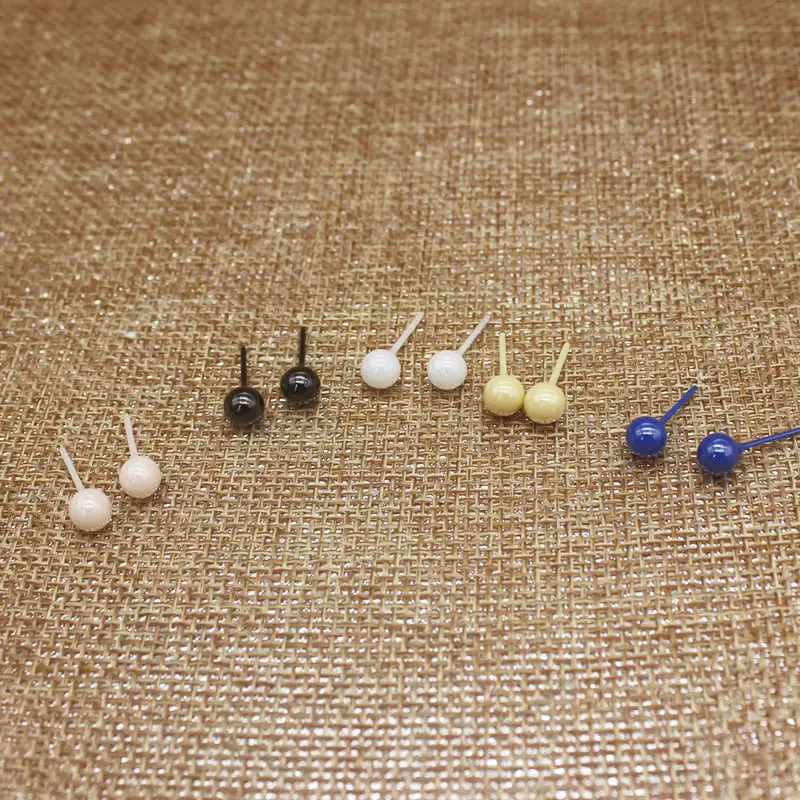 Stock Black Round Circle Punk Stud Earrings Ceramic Material Ear Acupuncture Women Ear Studs Gift Wedding Jewelry