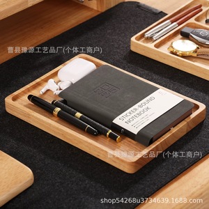 Black Walnut Solid Wood Desktop <b>Storage</b> <b>Tray</b> 4-7 Compartments Rectangle Office Organizer Home Use - Product Image 3