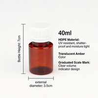 Flacon échantillon personnalisé de 40 ml en PET transparent ambré avec bouchon à vis, petit récipient pour liquides, idéal pour réactifs de laboratoire et emballage d'huiles essentielles