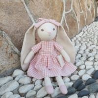 Cadeau de Noël OEM/ODM, tissu en lin très doux, coton PP, lapin en peluche brodé, jouet en peluche lapin aux longues oreilles pour Pâques