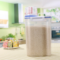 Récipient de stockage pour riz 2/4 L - Contenant hermétique pour aliments secs, distributeur de farine avec tasse à mesurer + bec verseur