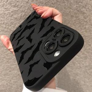 Custodia per cellulare <span class=keywords><strong>di</strong></span> tendenza con cartone animato a forma <span class=keywords><strong>di</strong></span> pipistrello per <span class=keywords><strong>iPhone</strong></span> 16 Plus 17 Air Pro Max, con sfondo nero, guscio satinato, antiurto, cover posteriore - Product Image 2