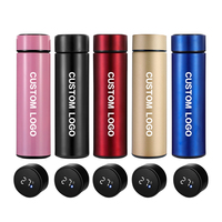 Vasos de Café Personalizados de 500 ml, Bebedero Inteligente con Recubrimiento en Polvo, Termo de Metal de Acero Inoxidable 18/8, Termo Inteligente con Pantalla LED para Oficina, Botella, Taza