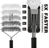Brosse et grattoir de nettoyage pour barbecue haut de gamme avec poils en acier inoxydable résistants à la chaleur pour le nettoyage des barbecues