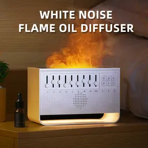 온난한 밤 빛 200ml 화염 빛 공기 안개 가습기 aromatherapy 백색 소음을 가진 3D 불 화산 화염 방향 기름 유포자