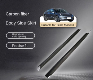 Jupes latérales en fibre de carbone véritable <span class=keywords><strong>LANNER</strong></span>, finition brillante/mate, personnalisées pour Tesla Model 3 (modèles 2017-2019) - Product Image 2