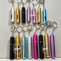 Atomiseur de parfum porte-clés 5/8/10 ml, flacon pulvérisateur portable en aluminium à remplissage par le bas avec pompe intégrée, en stock, flacon en verre