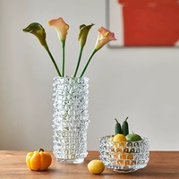 Vase de table en verre transparent hydroponique fait main RYLAVA, design moderne avec prismes triangulaires brillants et épines, idéal pour la décoration de mariage et de la maison