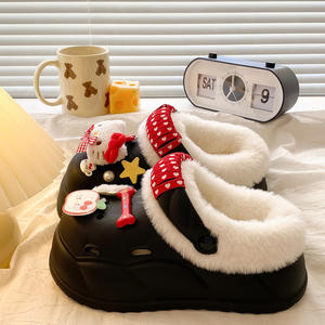 รองเท้าแตะแบบสวมครึ่งเท้าบุขนแกะสำหรับผู้หญิง รุ่นใหม่ประจำปี 2025 สำหรับฤดูใบไม้ผลิ ฤดูใบไม้ร่วง ฤดูหนาว พื้นหนาสองชั้น ทำจากผ้าขนสัตว์และผ้าฝ้าย อุ่นสบาย เหมาะสำหรับใส่กลางแจ้ง - Product Image 5