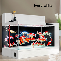 Grand aquarium rectangulaire pour poissons koï, verre ultra-transparent, système de filtration double, alliage d'aluminium, utilisation domestique, pas de changement d'eau requis