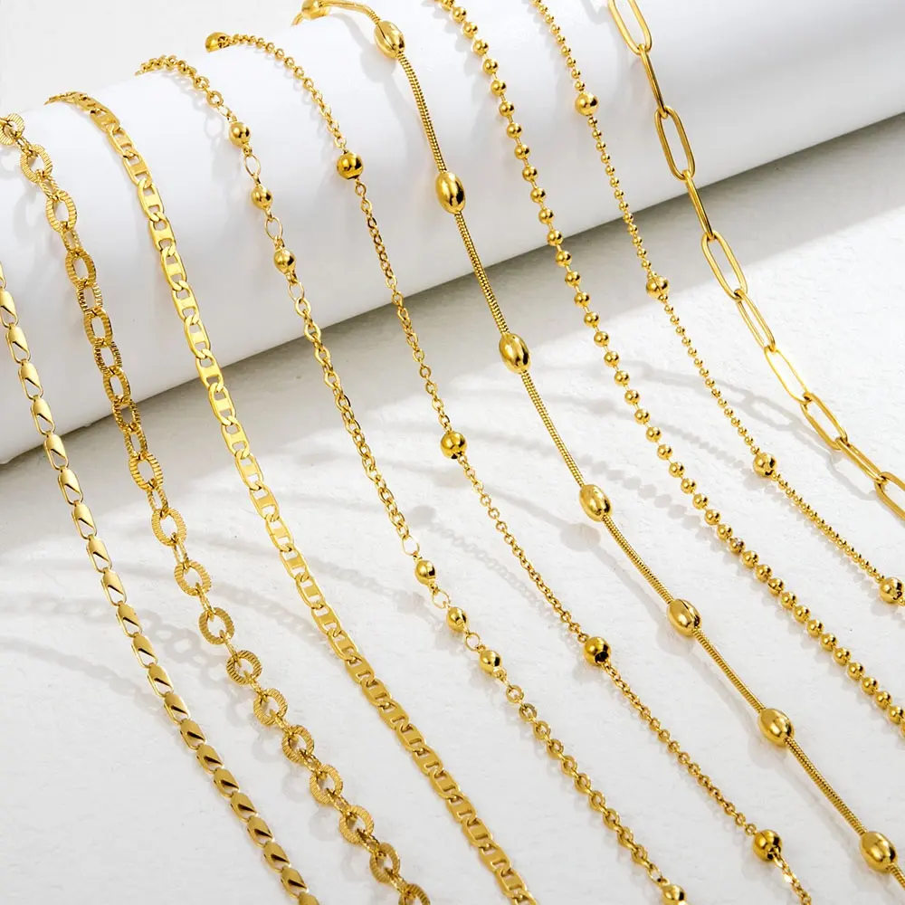 Multiple Styles Wholesale 18K Gold Plated Stainless Steel Jewelry Choker Chain Fashion Women Necklace