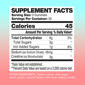 OEM <b>Creatine</b> Gummies Orange Flavor 5g Gym Training Muscle Growth Strength Endurance Vegan Non-GMO Sugar Free Custom Label - Product Image 3