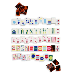 Ensemble de Mahjong en Acrylique Premium par The Mahjong House, 160 Tuiles, Base Crème, Motif Floral Iris et Jokers Colorés - Product Image 3