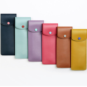 Nuevo estuche para lápices de cuero PU de estilo coreano, de color sólido, lindo y de gran capacidad, bolsa elástica para artículos de papelería, bolsa de almacenamiento para lápices para estudiantes. - Product Image 1