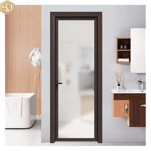 Porte battante en alliage d'aluminium de conception moderne de bonne qualité pour villa, porte intérieure en verre, surface finie coupe-vent - Product Image 5
