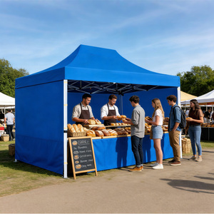 Carpa Plegable <span class=keywords><strong>Azul</strong></span> OEM 10x10, Gazebo Comercial Resistente con 4 Paredes Laterales, Mosquitera, Puerta con Cremallera, 3x3, Tela Oxford Simple - Product Image 3