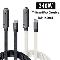 Cable de Carga Tipo C de Alta Calidad y Más Vendido, de 1.5m, con Aleación de Aluminio Trenzada, PD3.1, Carga Rápida de 240W, Transferencia de Datos de 480Mbps, con Soporte