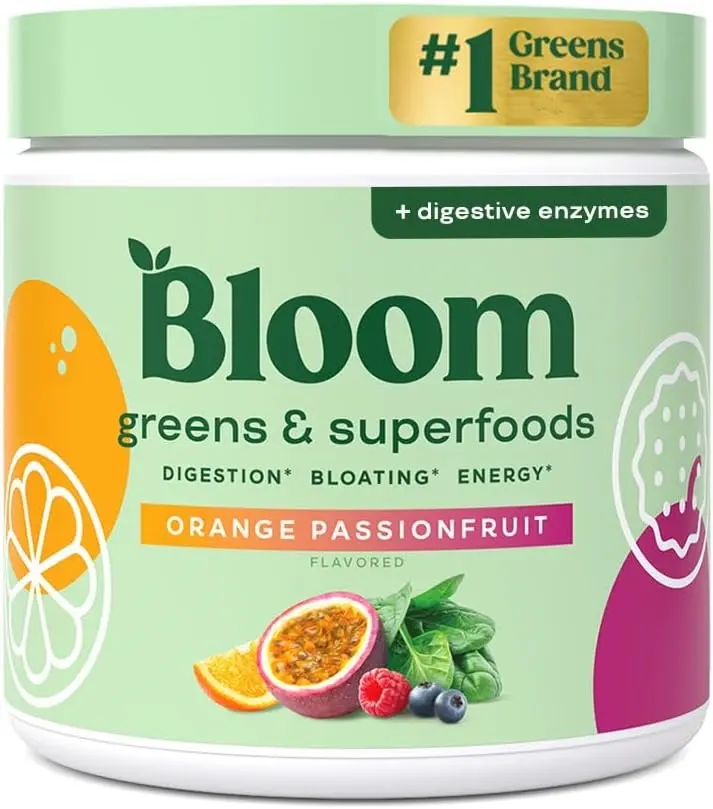 Bloom Superfoods Greens Powder Nutrition with Digestive Enzymes for Bloating Relief Digestion