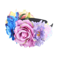 Bando Floral pesta Festival kostum Day Of The Dead mahkota bunga mawar mahkota bunga pengantin