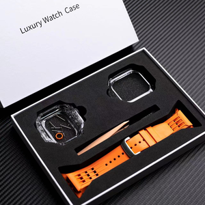 Kit di lusso Mod cassa in fibra di carbonio Fluororubber cinturino 44/45Mm compatibile per <span class=keywords><strong>Apple</strong></span> serie 8/7/6/5/4/<span class=keywords><strong>Se</strong></span> cinturino di alta qualità - Product Image 1