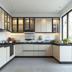 Ensemble de meubles de cuisine en chêne massif modulaire complet de style moderne de luxe avec portes en bois écologiques OE HOME Utilisation hôtelière - Product Image 2