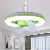 Ventilateur de plafond LED transfrontalier avec douille E27, en ABS, contrôle intelligent, variateur de vitesse, 3 pales, pour chambre d'enfant