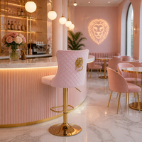 Tabouret de bar de luxe en velours rose avec tête de lion dorée, pivotant et réglable en hauteur, pour îlot de cuisine, vente en gros