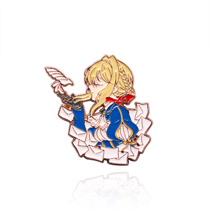 Spilla in metallo smaltata <span class=keywords><strong>Violet</strong></span> <span class=keywords><strong>Evergarden</strong></span>, design anime/cartoon, placcata oro, regalo - Product Image 2