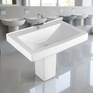 European <b>Wall</b> Mount Ceramic Wash Basin Half Pedestal Lavabo Sink And Stand For Bathroom Home Kitchen Use - Product Image 1