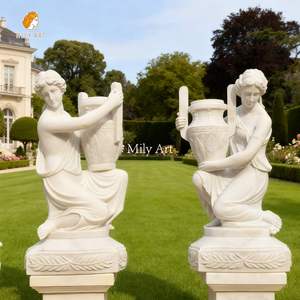 Jardinière MILY sculptée à la main en marbre blanc de grande taille pour manoir extérieur décoration de jardin - Product Image 1