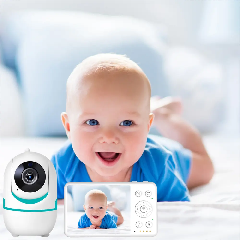 Hubungkan hingga 4 kamera pengantar tidur bawaan noise putih pemantauan Video Audio nirkabel Monitor bayi kamera keamanan untuk bayi