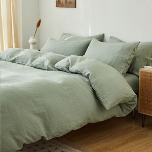 Oeoko-tex 100% conjunto de cama de sabão orgânico, popular, de linho puro, pedra lavada, conjunto de capa de duvet, lençol de cama - Product Image 5