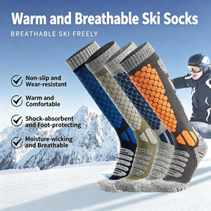 Calcetines de Esquí Cálidos y Transpirables al por Mayor, Calcetines Térmicos de Algodón hasta la Rodilla, para Deportes al Aire Libre, Senderismo, con Patrón Geométrico, para Hombre y Mujer, Calcetines de Invierno - Product Image 1