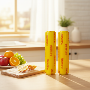 Film de PVC de Grado Alimenticio, Brillante, Resistente a la Humedad y Suave, Rollo <span class=keywords><strong>Jumbo</strong></span> Transparente de 300m para Empacar Frutas, Verduras, Pasteles y Galletas - Product Image 2