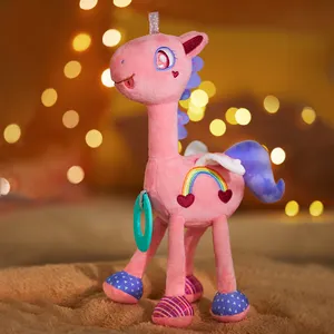 Tumama mainan boneka bayi Unicorn, merah muda anak mainan kerincing lembut kereta bayi & kursi mobil gantung