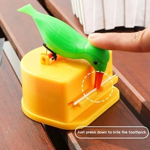 Distributeur de cure-dents automatique en forme de petit oiseau de dessin animé, boîte de rangement pour cuisine, porte-cure-dents à pression en plastique - Product Image 5