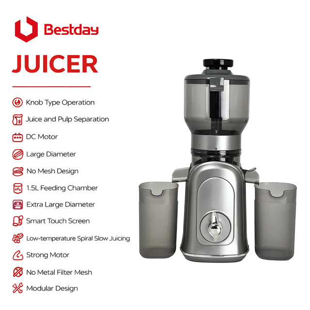 Electric High Efficiency Low Noise Removable Filter Brushless Motor Heat Preservation Slow Cold Press Juicer for Commercial