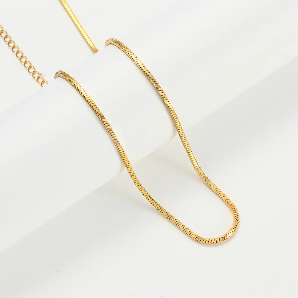 Minimalist Classic Adjustable Snake Chains Chokers Necklaces Elegant Neck Chain Custom 18K Gold Plated Brass Jewelry For Women