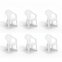Chaises empilables d'extérieur en plastique Menorca, 6 pièces, design contemporain, pieds coniques - Mobilier de jardin de haute qualité pour sols durs