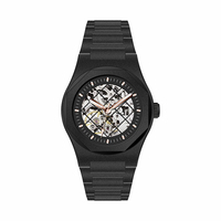 Montres dorées automatiques mécaniques squelette givré de qualité supérieure pour hommes